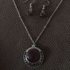Purple moonstone set earrings and necklace